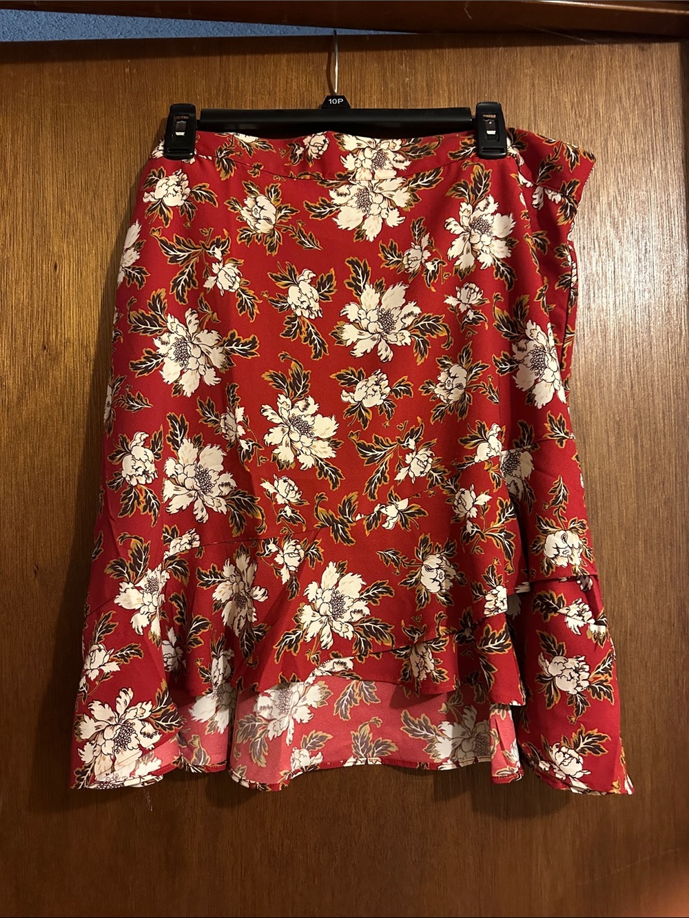 LOFT Red Floral Circle Skirt